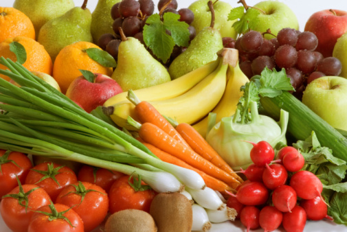 Assortment of fresh vegetables and fruit