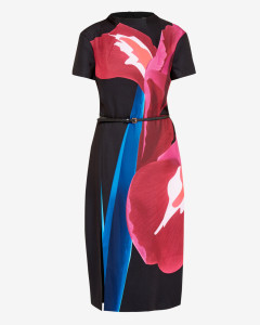 TED BAKER_SIANNE Stencilled Stem midi dress_deep pink_hkd2750