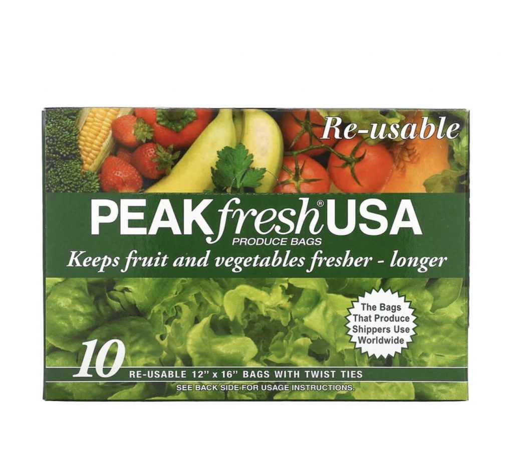 PEAKfresh USA, 含紮線的蔬果袋，可重複使用，10 個