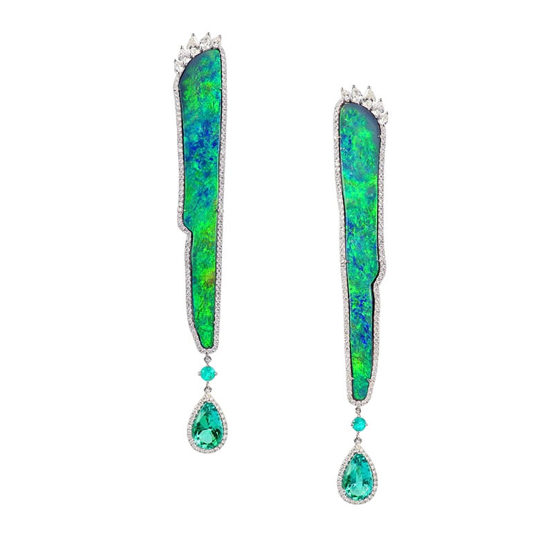 Aurora Australis opal earrings specially designed for 30th Anniversary